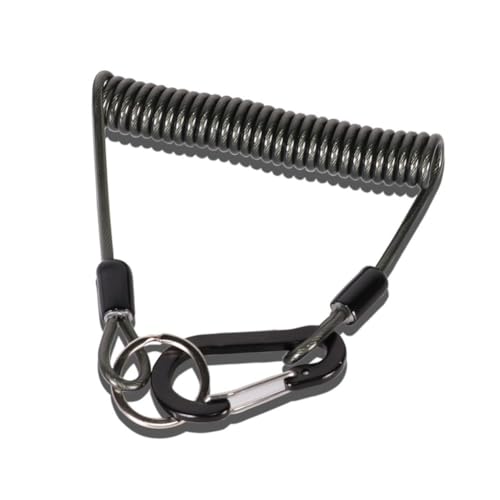 NiuLumea Cuerda de pesca antipérdida de 1,22 m con alambre de acero de 7 hebras, alta resistencia a la tensión de hasta 50 kg, abrazadera elástica en espiral para señuelo, carrete de pesca, caña o