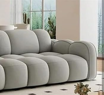 Image of CRAFTCITY Contemporary Wool 3 Seater Sofa with Sewn Pillow Back for Living Room (Grey)