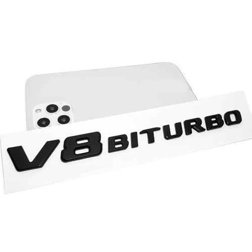 Image of 2PCS 2017+ V8 Biturbo Left & Right Side Decal Badge Sticker Emblem (Matte Black)