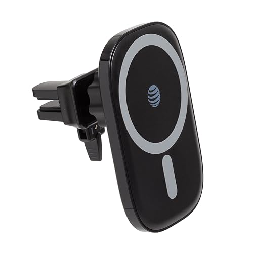 AT&T Professional Qi Certified Wireless Magnetic Car Charging Mount with Universal Device Compatibility Fast Charging Technology Case Friendly Design Black