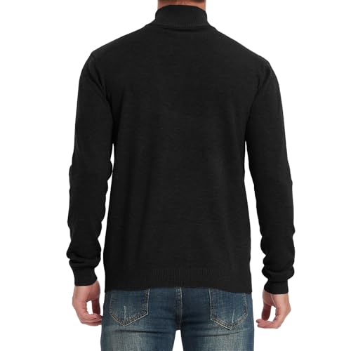 Men's Quarter Zip Sweater, Slim Fit Soft Casual Pullover Lightweight Solid Warm Mock Neck Polo Sweater3