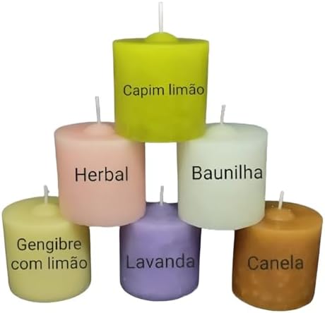 Kit com 5 Velas Aromáticas Perfumadas 130g - Essências Variadas: Lavanda, B...