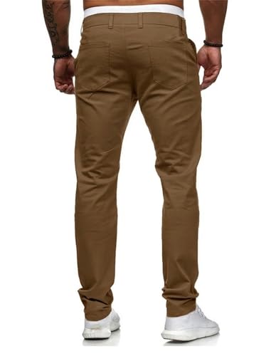 Image of HUNGSON Mens Chinos Dress Pants Slim Fit Stretch Business Casual Golf Work Slacks Trousers