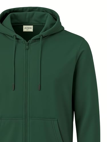 Image of ADRO Mens Cotton Solid Zipper Hoodie Sweatshirts