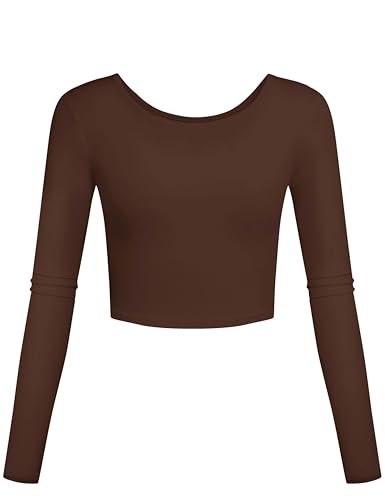 Long Sleeve Slim Fit Crop Tops Lightweight Basic Workout Shirts