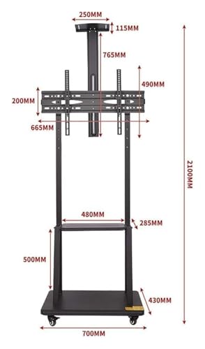Soporte móvil para TV con altura ajustable y ruedas miniatura 6