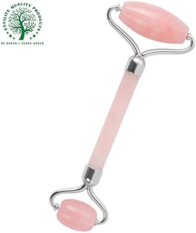 Envilife Rose Quartz Jade Roller for Face Massager | 100% Natural Himalayan Jade Rose Stone | Skincare and Anti-Aging Natural Therapy Tool (Rose Roller)