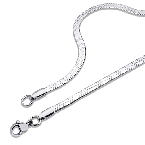 555Jewelry Stainless Steel Flat Herringbone Snake Chain Necklace for Men & Women