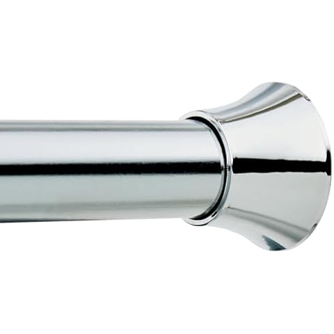 Amazon Basics Tension Curtain Rod, Adjustable 54-90" Width - Chrome, Classic Finial Cover