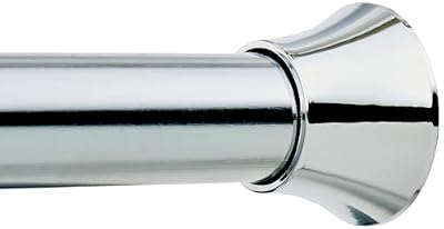 Amazon Basics No Drill Spring Tension Curtain Rod, Adjustable 54-90" Width, Chrome, Classic Finial