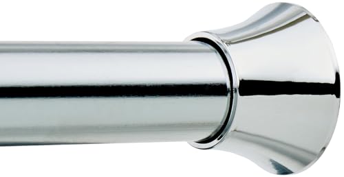 Image of Amazon Basics No Drill Spring Tension Curtain Rod, Adjustable 54-90 inch Width, Chrome, Classic Finial