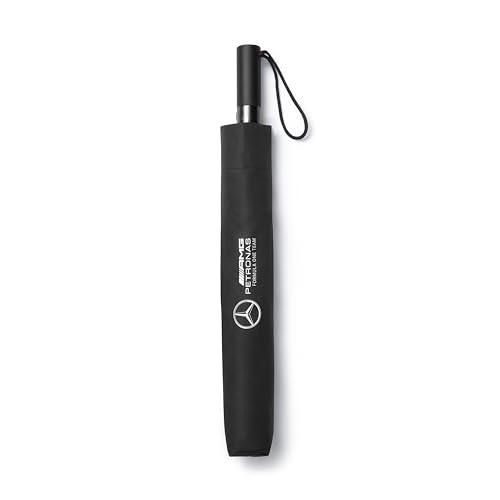 MERCEDES AMG PETRONAS F1 Compact Umbrella – Black – Dimensions: Handle Length: 45 cm/Open Diameter: 105 cm