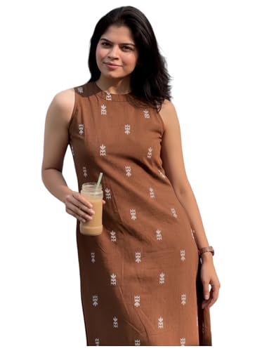Image of GoSriKi Women's Viscose Printed A-Line Kurta with Pant | Sleeveless Ethnic Kurta Set for Women | Casual Office Kurta Pant Set | Festive & Daily Dress Traditional Outfit