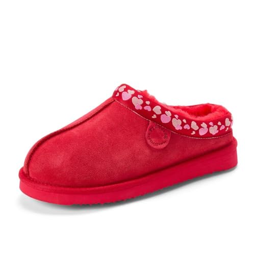 Image of Fireside by Dearfoams Women's Greta Genuine Shearling Clog Slippers, 100% Natural Suede Clogs for Outdoor & Indoor