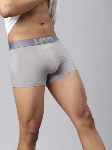 Image of Levi's 032A Trunk for Men | Supima Modal Lycra Blend | Breathable Solid Men's Underwear | 4-Way Stretch | Anti-Roll No-Dig Waistband | No Ride-Up Mid Length Fit | Stay Retention | Pack of 1