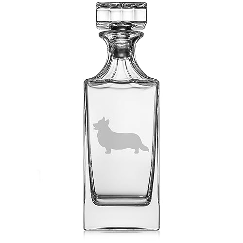30 oz Glass Whiskey Decanter with Glass Stopper Gift Corgi Pembroke Welsh