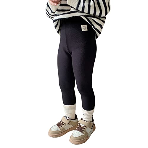 Girls Stretch Velvet Fleece Lined Leggings Little Kid Skinny Warm Thick Cable Knit Pants Fleece Lined