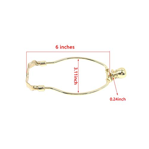 Bitray 6 Inch Lamp Harp Holder, Heavy Duty Lamp Harp, Finial and Lamp Harp Holder Set, DIY Lighting Accessories with Saddle and Solid Metal Finial Horn Frame Lampshade Bracket (Gold-2pcs) - Thumbnail 4