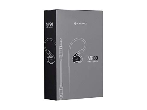 Monoprice Fone de ouvido intra-auricular de alumínio MP80, driver de armadura equilibrada e driver d