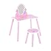 HOMCOM Coiffeuse Enfant - Tabouret Inclus - Table de Maquillage dim. 59L x 39l x 82H cm - Motifs fées, Papillons, Fleurs - Bois de pin, MDF - Rose Blanc