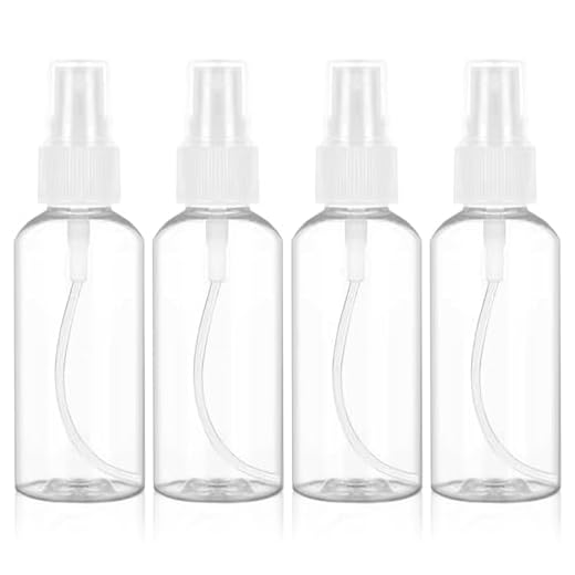 Hanyousheng 4 Piezas Bote Spray, 50ml Spray Botella, Botellas Aerosol Vacío Plástico, Botes Spray Vacios, para Aceites Esenciales, Limpieza, Perfume