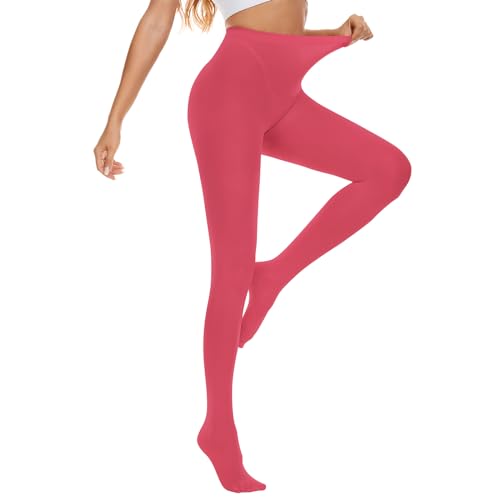 Image of American Trends Tights for Women, 80D Semi Opaque High Waisted Pantyhose, Footed Run Resistant Dance Tights Stockings