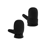 RAOEXI Toddler Infant Winter Mittens Lined with Fleece Easy-on Baby Boy Girls Warm Gloves Outdoor (A-Black, M (1-2 Years))