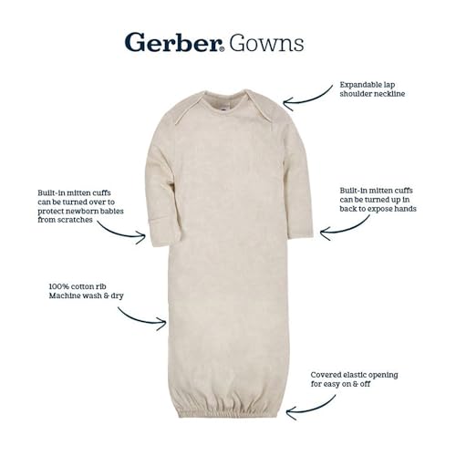 Image of Gerber Baby Girls 4-Pack Sleeper Gown - Soft Cotton Newborn Nightgowns, Elastic Hem Sleepwear Set for Infant Girls