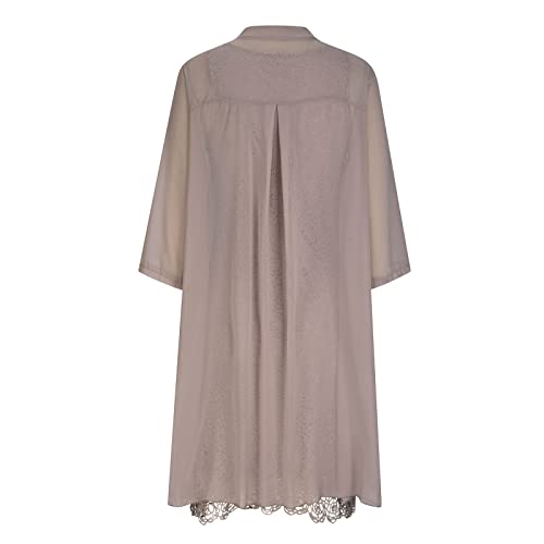 HGps8w Two Pieces Suit for Women Plus Size Sexy Mother of The Bride Lace Formal Gowns and Evening Dress and Cardigan Set4