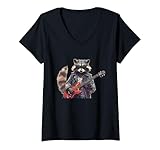 Photo Gallery donna divertente rocker raccoon giocare chitarra rock n roll maglietta con collo a v Photo Gallery donna divertente rocker raccoon giocare chitarra rock n roll maglietta con collo a v