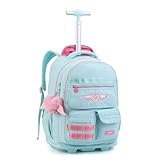 Mochila Escolar Menina Color UP Feminina Rodinha Grande (Acqua)