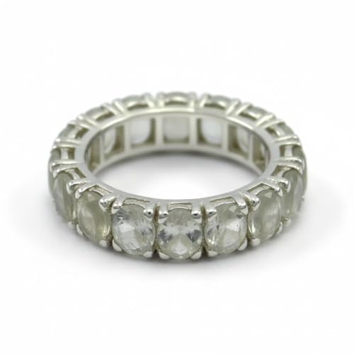 Image of 55Carat Choose Your Color Natural Gemstone Sterling Silver Band Ring Birthstone Friendship Love Size 5-13