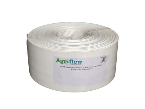 Image of Agriflow ISI HDPE Laminated Lay Flat Pipe | 30 Meter Rain Hose | 2 Inch | 0.56 mm Thick | Polyethylene Woven Lapeta Pipe for Agricultural Irrigation, White