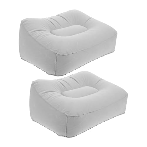 DOITOOL 2PCS Travel Inflatable Foot Rest Pillow Flocked Surface Slip Cushion for Leg Support During Flights and Long Journeys