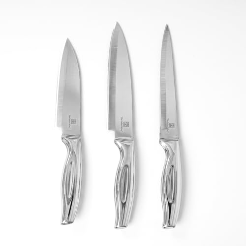 Image of The Indus Valley Stainless Steel Knife Set of 3 with Chef Knife, Paring Knife (Big & Small Combo Set) | Secure Grip Handle | Ideal for Chopping, Cutting & Slicing