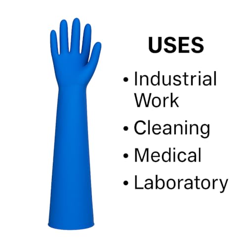 Image of 16 Inch Gloves - Long Cuff, Durable, Chemical-Resistant Safety Gloves for Industrial, Lab, Cleaning, Dishwashing, Home & Janitorial Use - Comfortable Fit (Nitrile, 10 Pair)