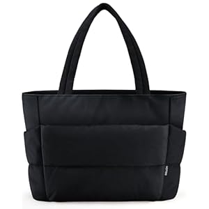 HOTOR Puffer Tote Bag for Women, Nurses – Multi-Pocket Lightweight Bag for Work – Quilted Handbag for Travel and Gym