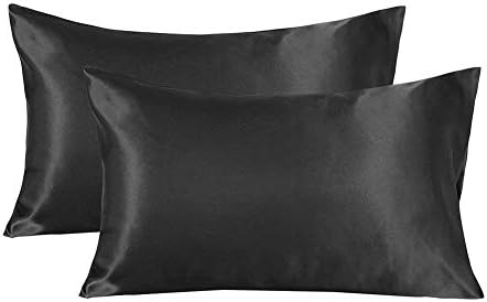 Hotniu Pillowcase Set Satin Pillowcases for Hair and Skin, Pack of 2 Super Soft & Luxury Pillow Cases Standard Size (20 x 30 Inches, Pattern#BHY)