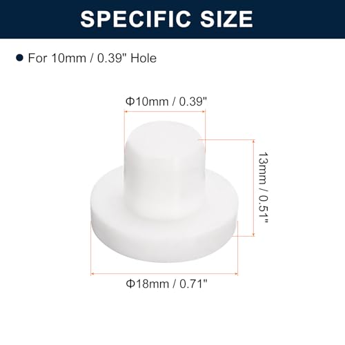 Image of uxcell 20 Pieces White Rubber Stopper, S10 Waterproof Plug Holes for 10mm / 0.39 inch Hole