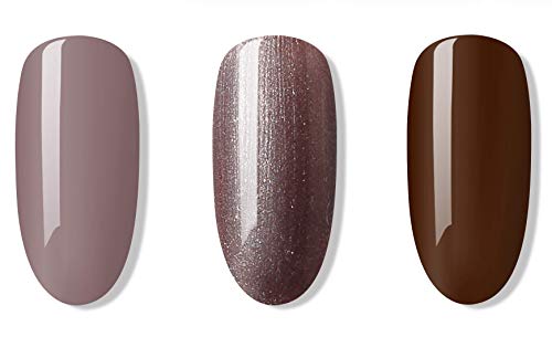 BLUESKY Gel Polish, Gel Nagellack Set, Chocolate Box. Faux Fur 80538, Satin Robe Qxg313, Mocha A008. 3 x 5 ml Braun – Bild 2