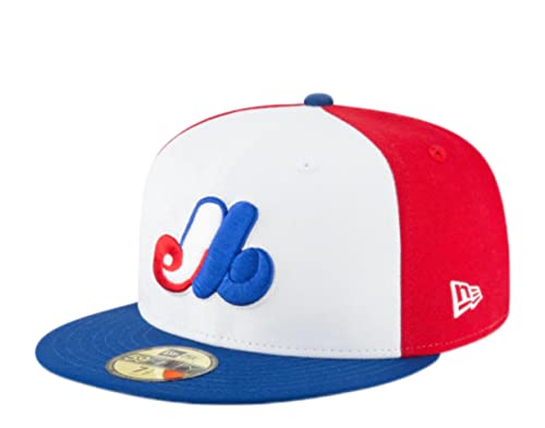 New Era MLB 59FIFTY Cooperstown Authentic Collection Fitted On Field Game Cap Hat (as1, Numeric, Numeric_7_and_5_eighths, Montreal Expos White Blue Cooperstown)