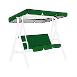 Hasaller Set di coperture di ricambio per dondolo da giardino, in taffetà di poliestere 190T, 190 x 132 cm, per mobili da esterno a 3 posti, con protezione per cuscino per seduta (verde scuro)