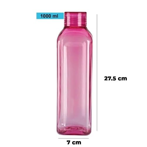 Image of BISA Luxury Matte Finish Premium Quality Plastic Water Bottle Combo Unbreakable, Modern Look Travel, Office, Home & School Use Set of 3 (Black, Blue & Pink) 1000ml Each