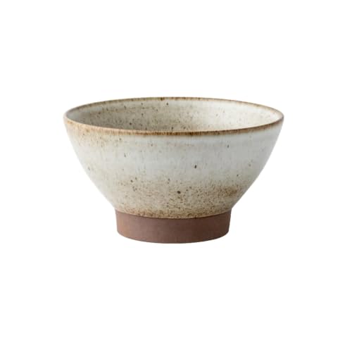 Image of Japanese coarse pottery handmade noodle bowl household tall bowl-white