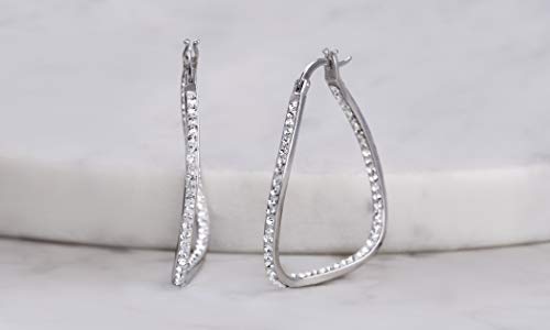 Devin Rose Wavy Oval 40mm Hoop Earrings for Women made with Faceted Crystals2
