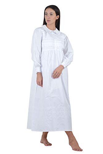 Chemise de nuit en coton blanc anti-irritation Cotton Lane taille 48 col claudine doux
