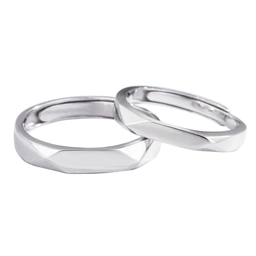 Bagues de mariage pour elle et lui en argent sterling épuré à porter au quotidien