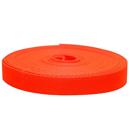 Strapworks Colored Flat Nylon Webbing - Strap For Arts And Crafts, Dog Leashes, Outdoor Activities - 1 Inch X 10 Yards, Hot Orange #TOP19