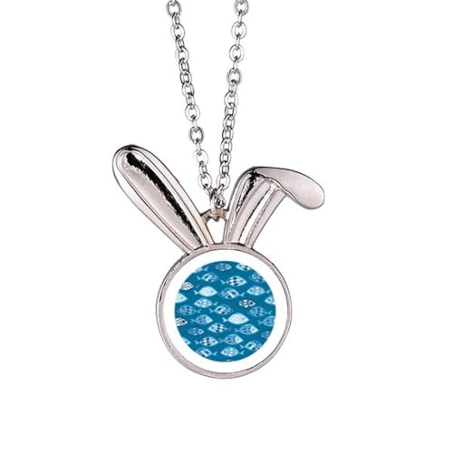 Collier pendentif lapin bleu en verre de mer pour femme