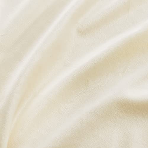 Image of RYB HOME Ivory Velvet Curtains for Bedroom Living Room | Thermal Insulated, UV Heat Blocking, Luxury Drapes, Nursery Dining Room, W52 x L100, 2 Panels, Rod Pocket /Back Tab /Hook Belt